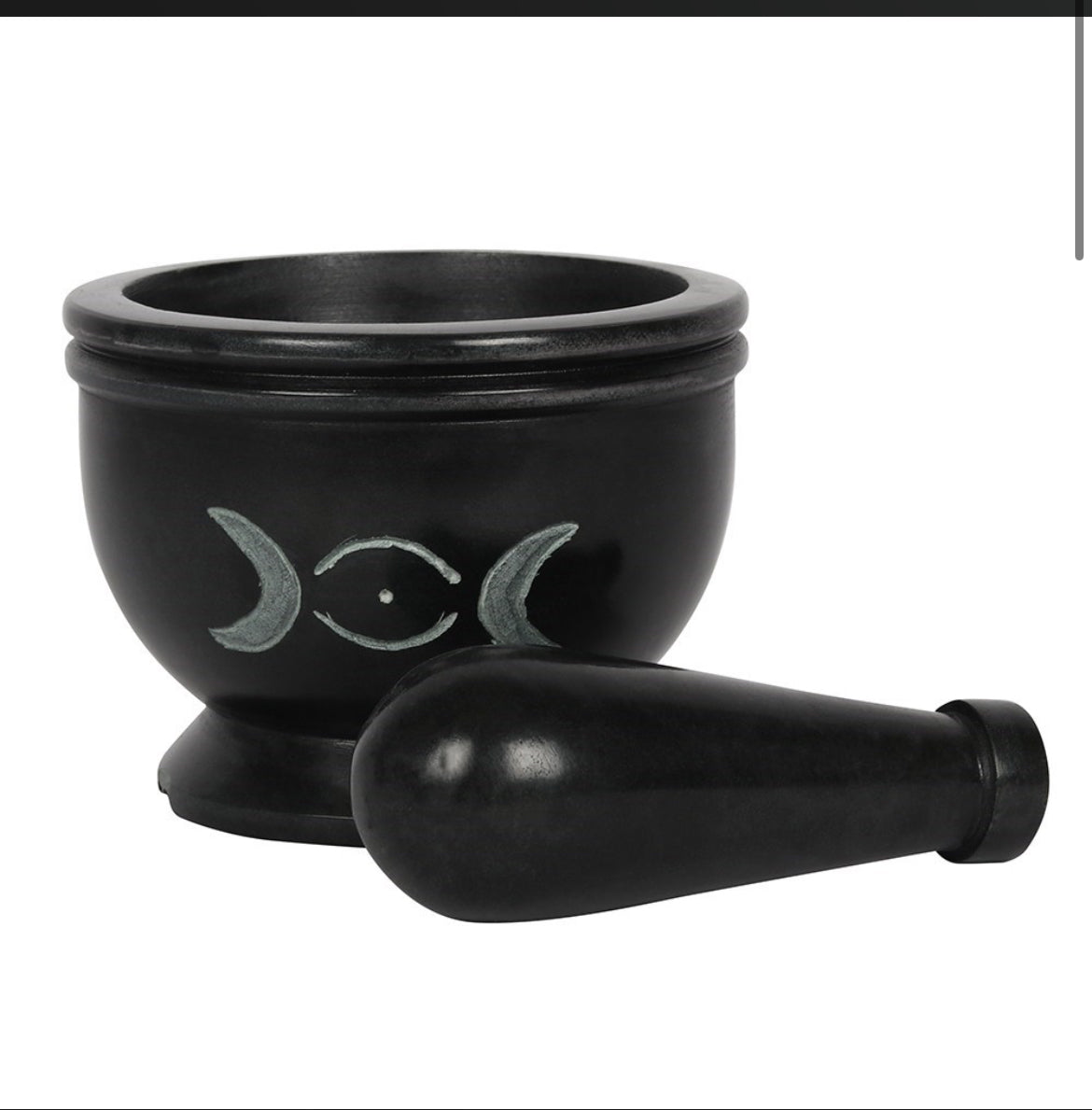 Soap Stone Triple Moon Pestle and Mortar