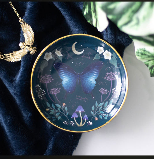 Midnight Moth Ceramic Trinket Dish