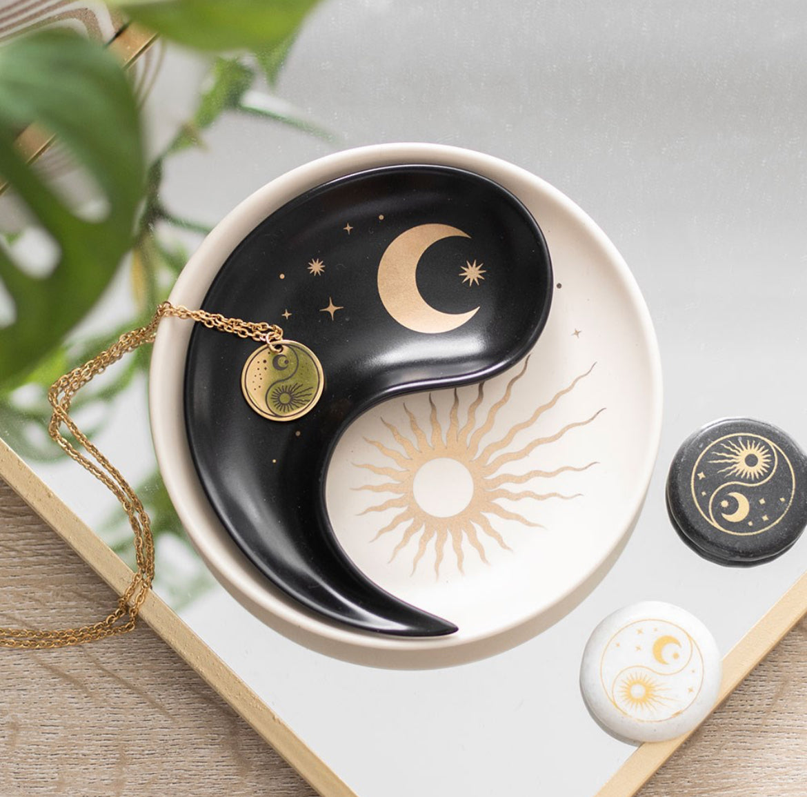 Yin Yang stacking ceramic Trinket dish