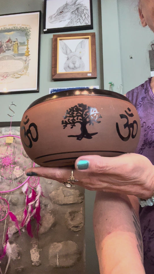 Earth Power Singing Bowl  Clay Om Buddha