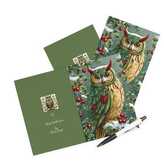 Christmas Greeting Card - Festive Owl