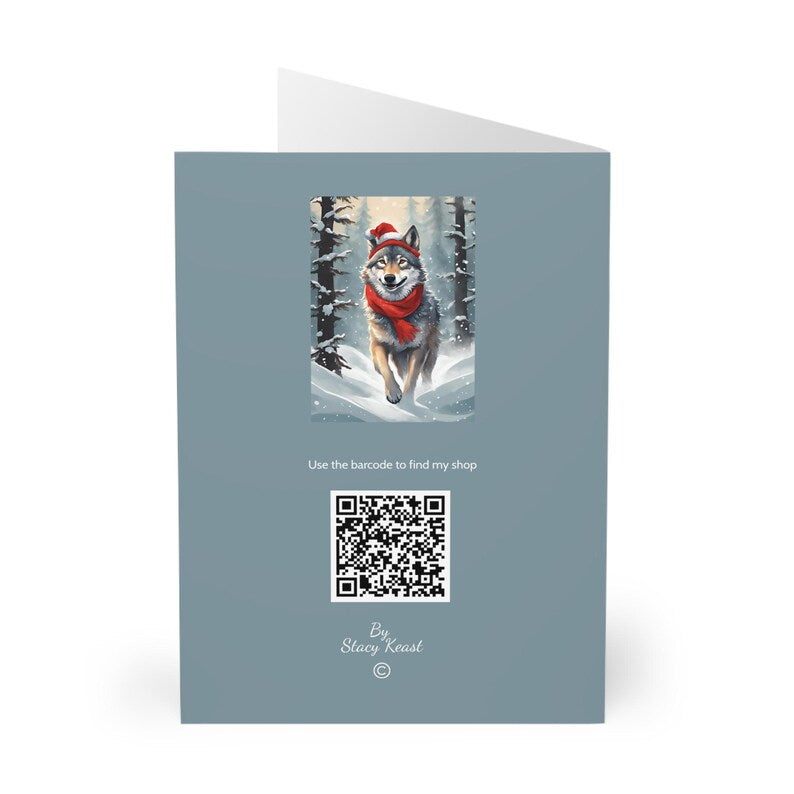 Festive Wolf Greeting Card (Design 1)