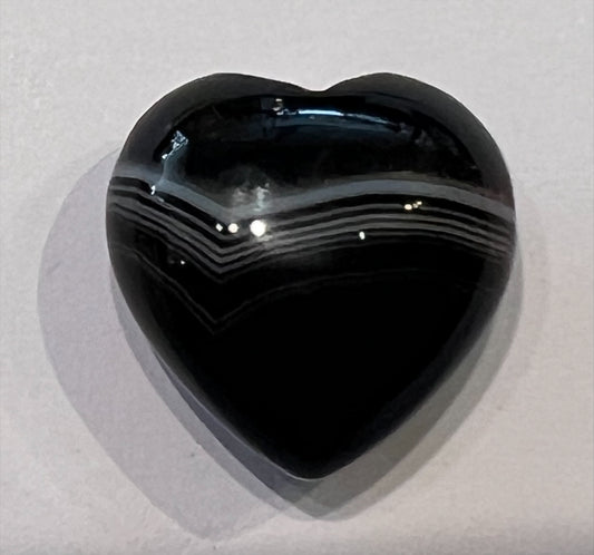 Heart - Black Agate Striped
