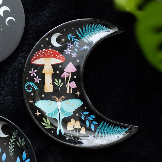 Crescent Dark Moon Forest Print Trinket Dish