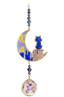 Crystal Dreams Cats on Roof Moonlight