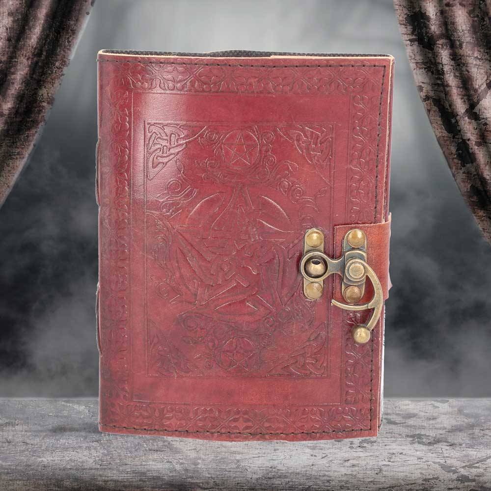 Pentagram Leather Journal with lock 15 21cm