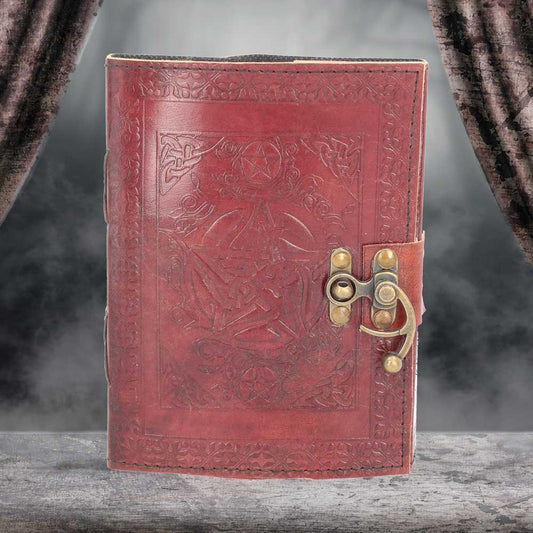 Pentagram Leather Journal with lock 15 21cm