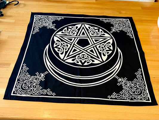 Pentagram Altar Cloth (black and white)