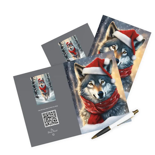 Festive Wolf Greeting Card (Design 2)