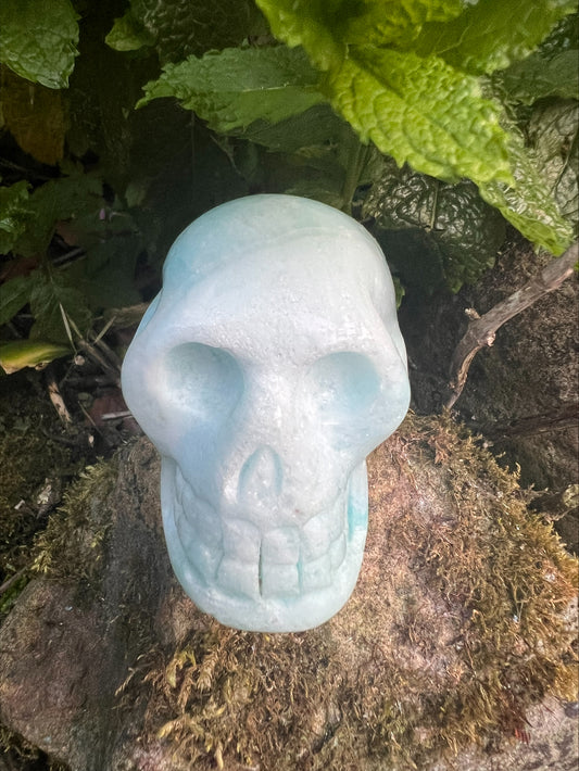 Blue Aragonite Crystal Skull