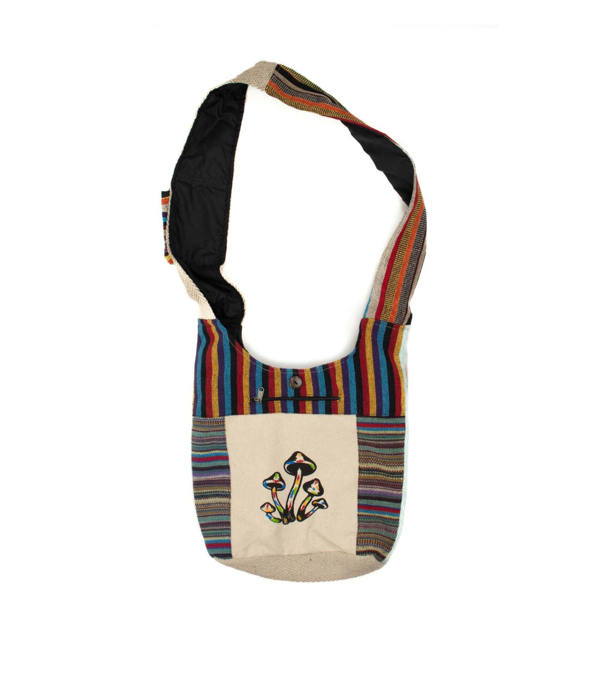 Printed Cotton Shoulder Bag - Mushroom
