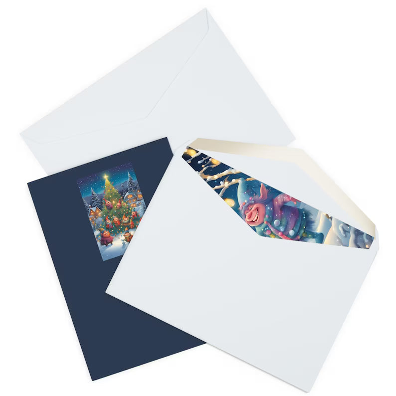 Christmas Greeting Card - Three Trolls Cheer