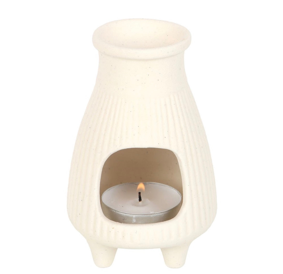 Cream Ribbed Palo Santo Brick Burner