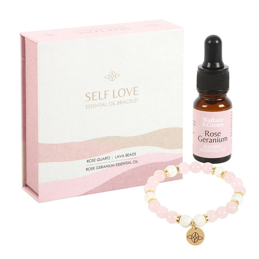 Self Love Rose Quartz Rose Geranium Essential Oil Bracelet