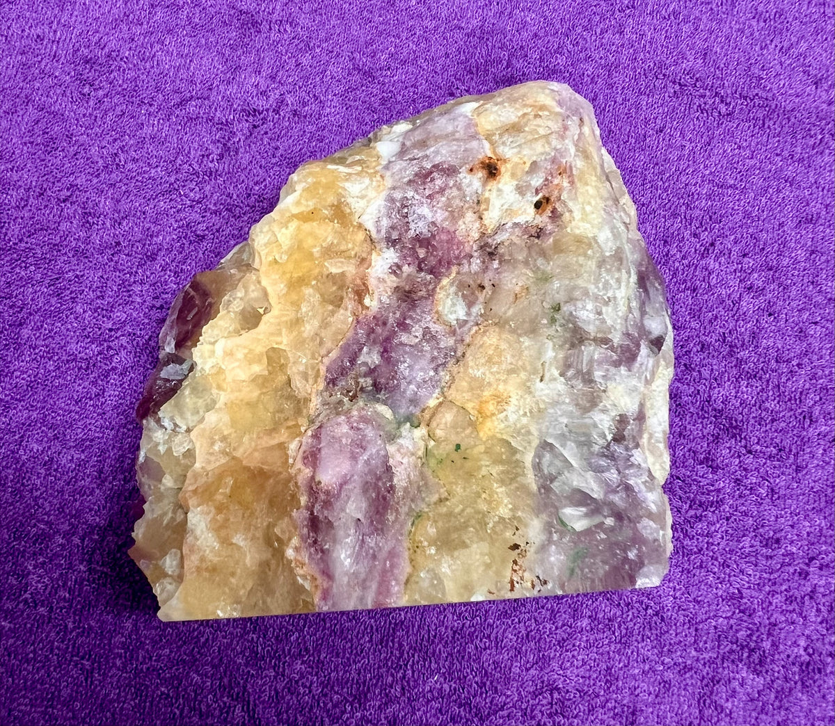 Yellow Fluotite Cut Base - Rough and Smooth