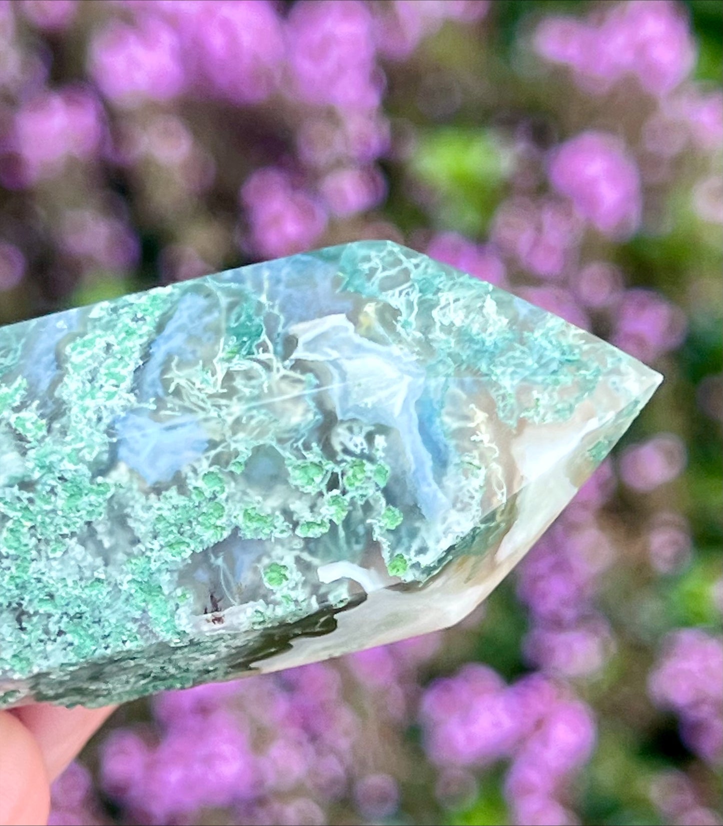 Moss Agate Double Terminated Wand