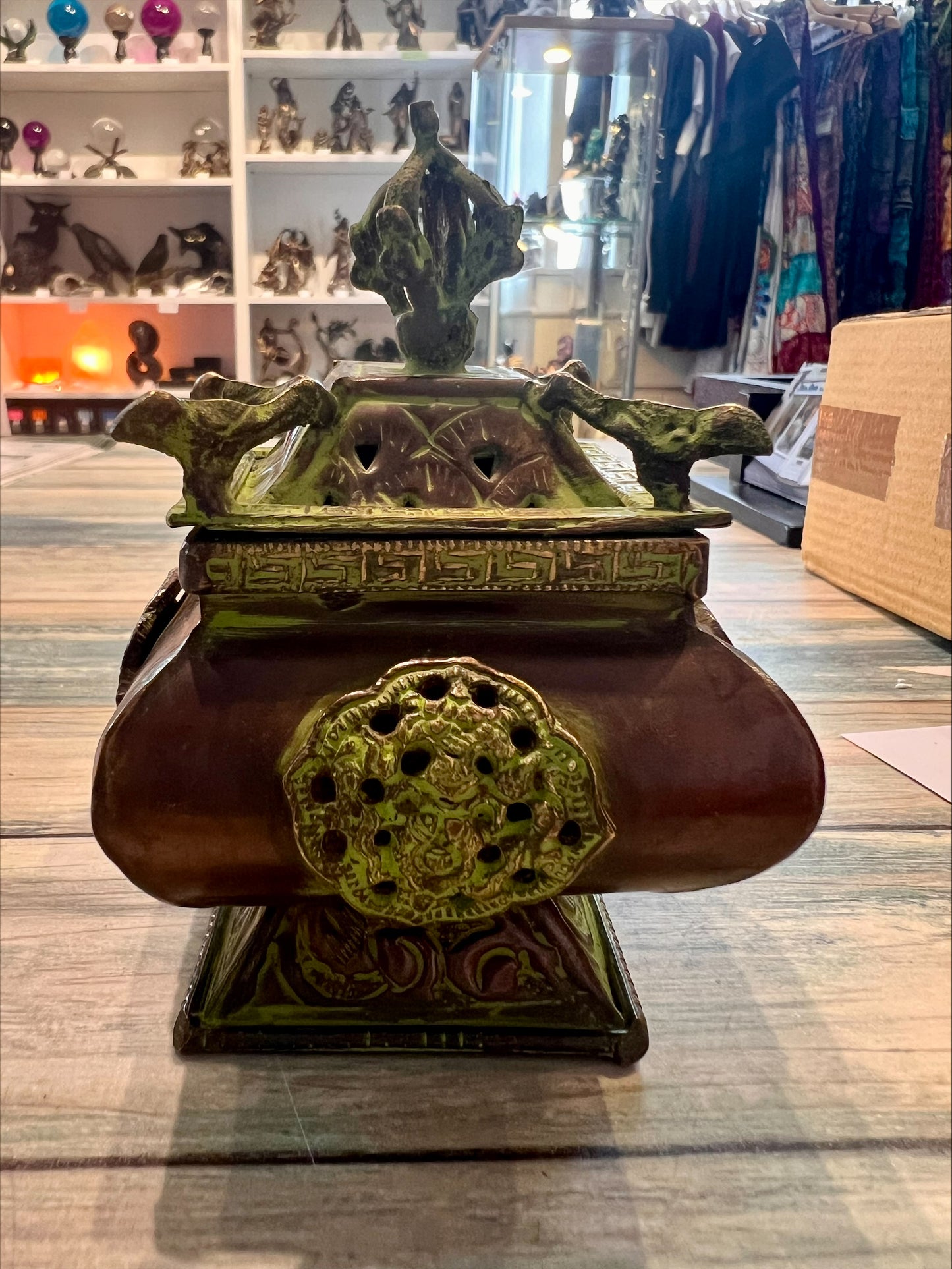 Brass Verdigris Tibetan Burner