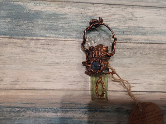Magical labradorite and crystal, bubble pendant