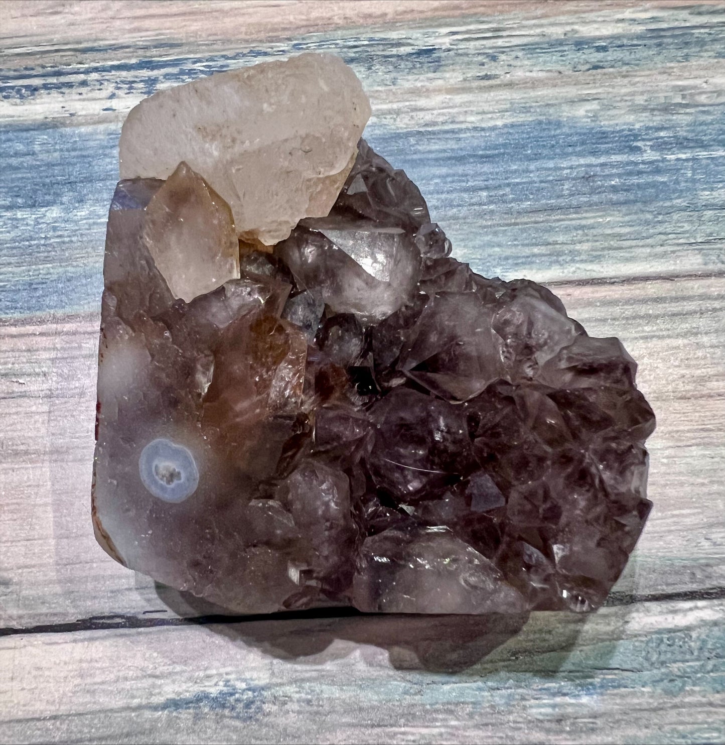 Amethyst,  Blue Lace Agate and Calcite Cluster