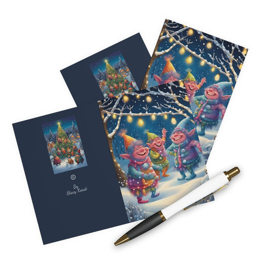 Christmas Greeting Card - Three Trolls Cheer