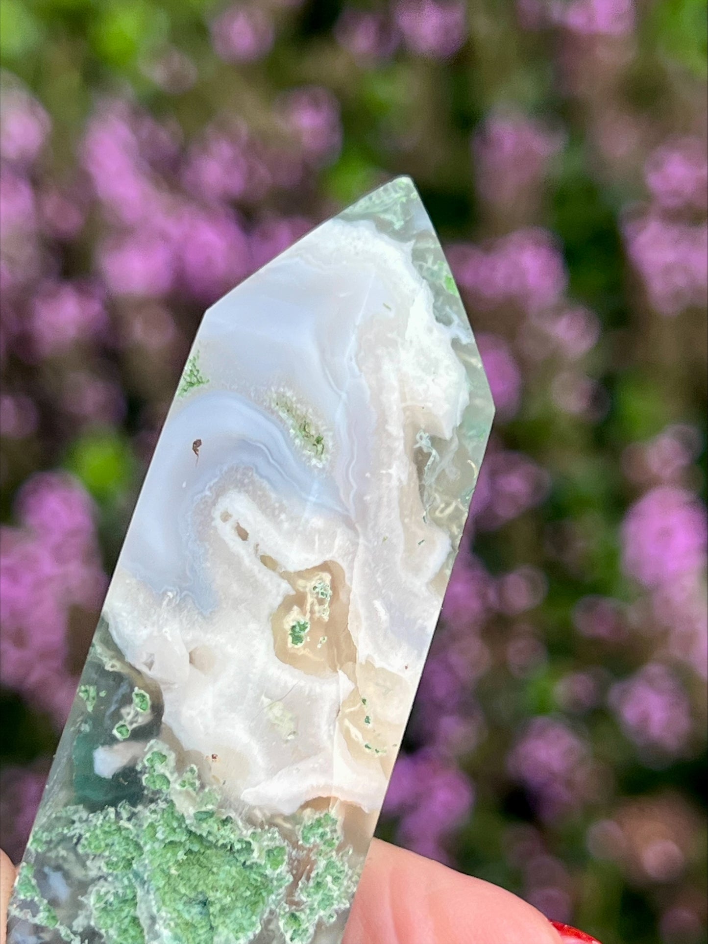 Moss Agate Double Terminated Wand