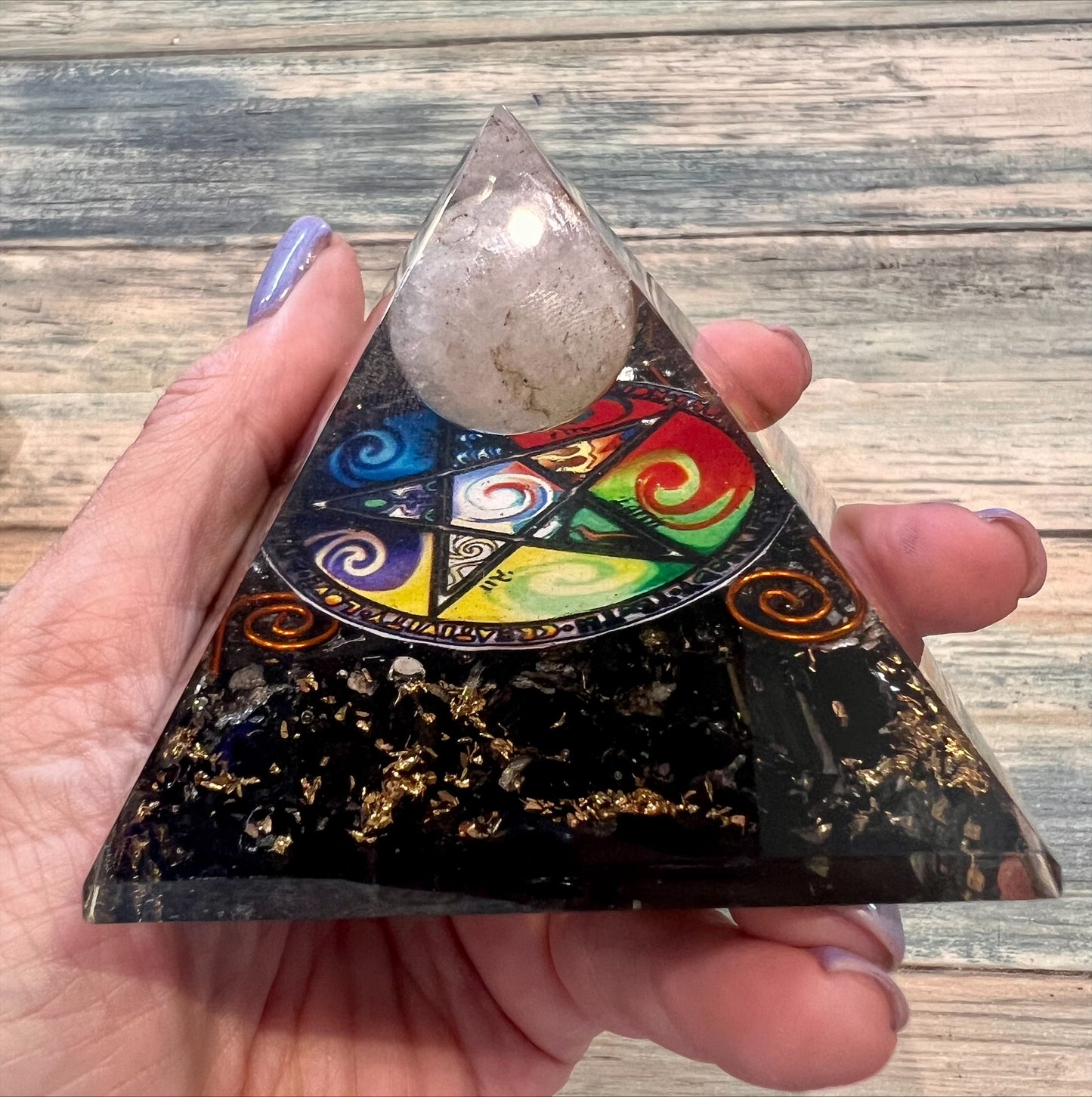 Orgonite Pyramid- Midnight Pentagon 70mm