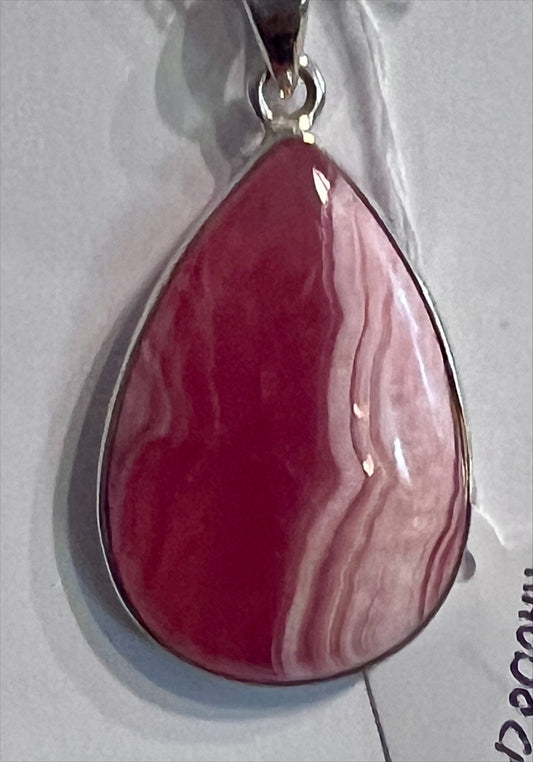 Rhodochrosite Necklace set in 925 silver and chain