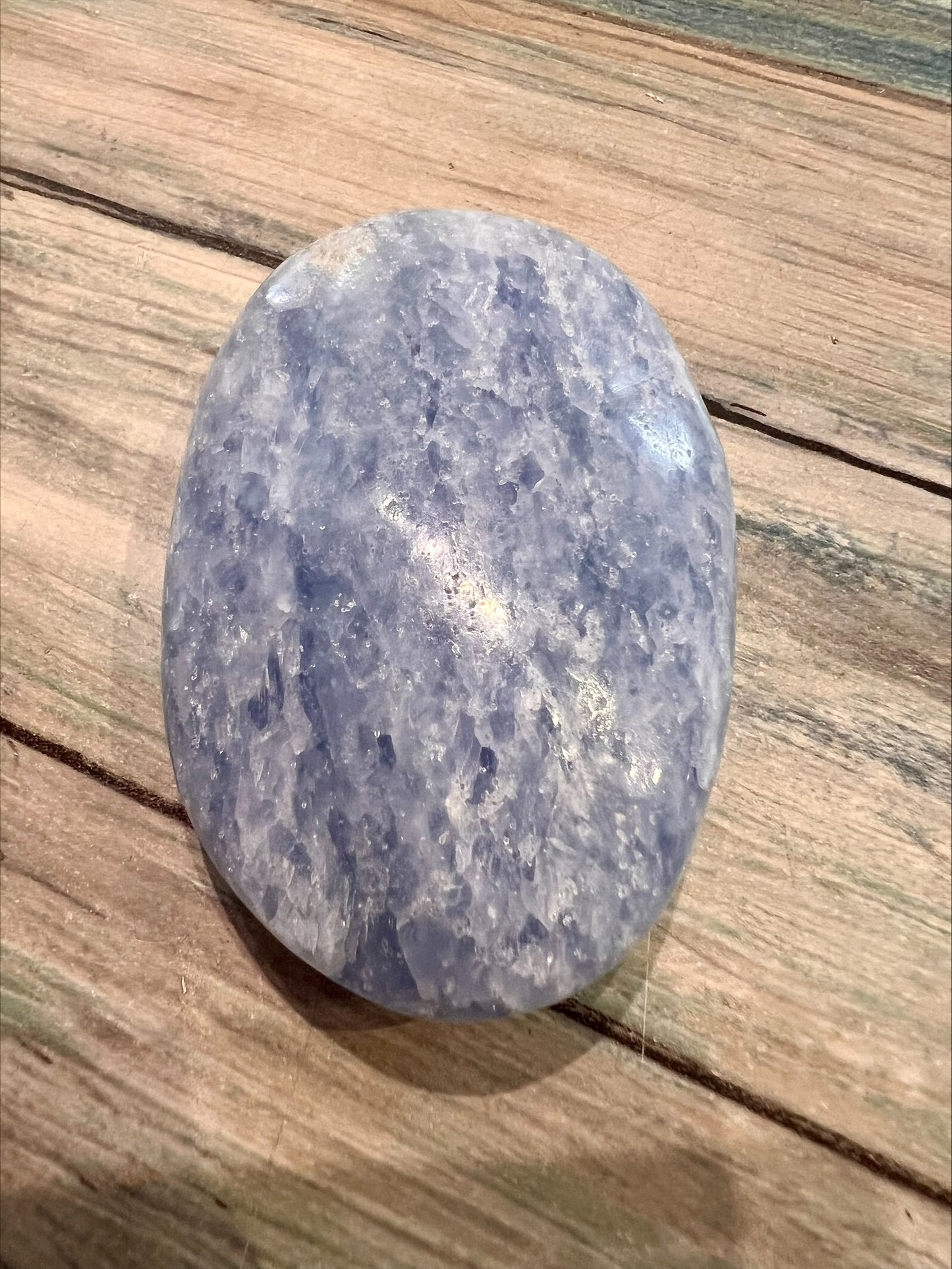 Blue Calcite Polished Palm Stone