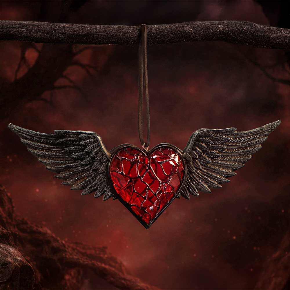 Black Winged Heart Hanging Ornament 6cm