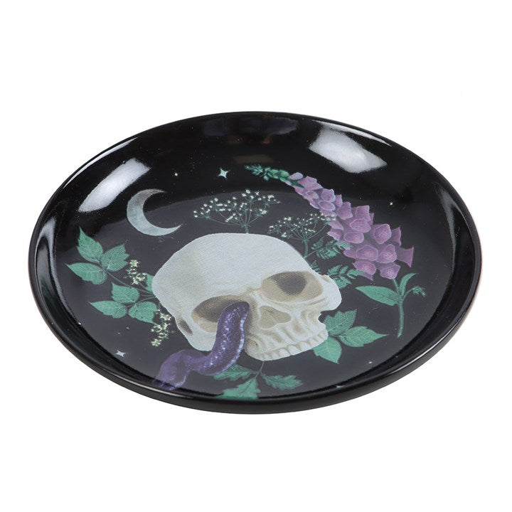 Venom and Vines Skull Ceramic Trinket Dish