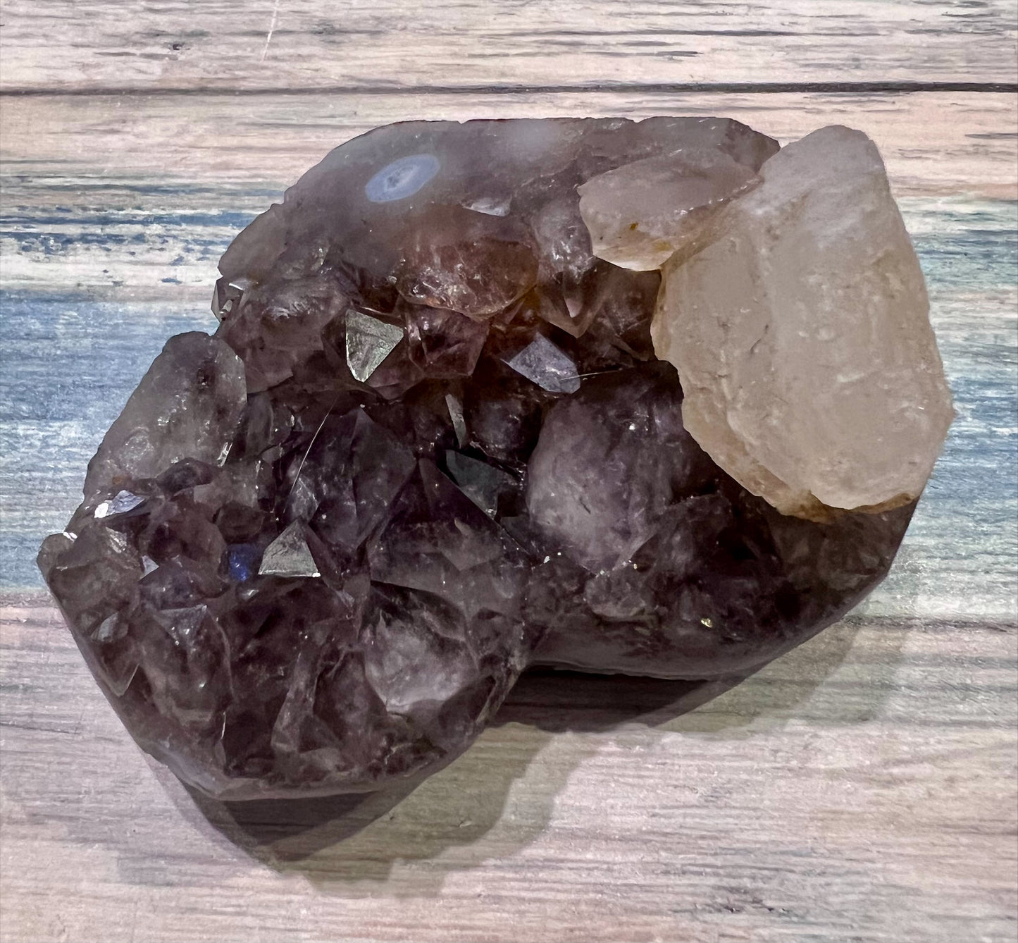 Amethyst,  Blue Lace Agate and Calcite Cluster