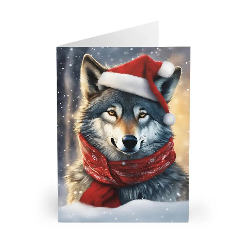 Festive Wolf Greeting Card (Design 2)