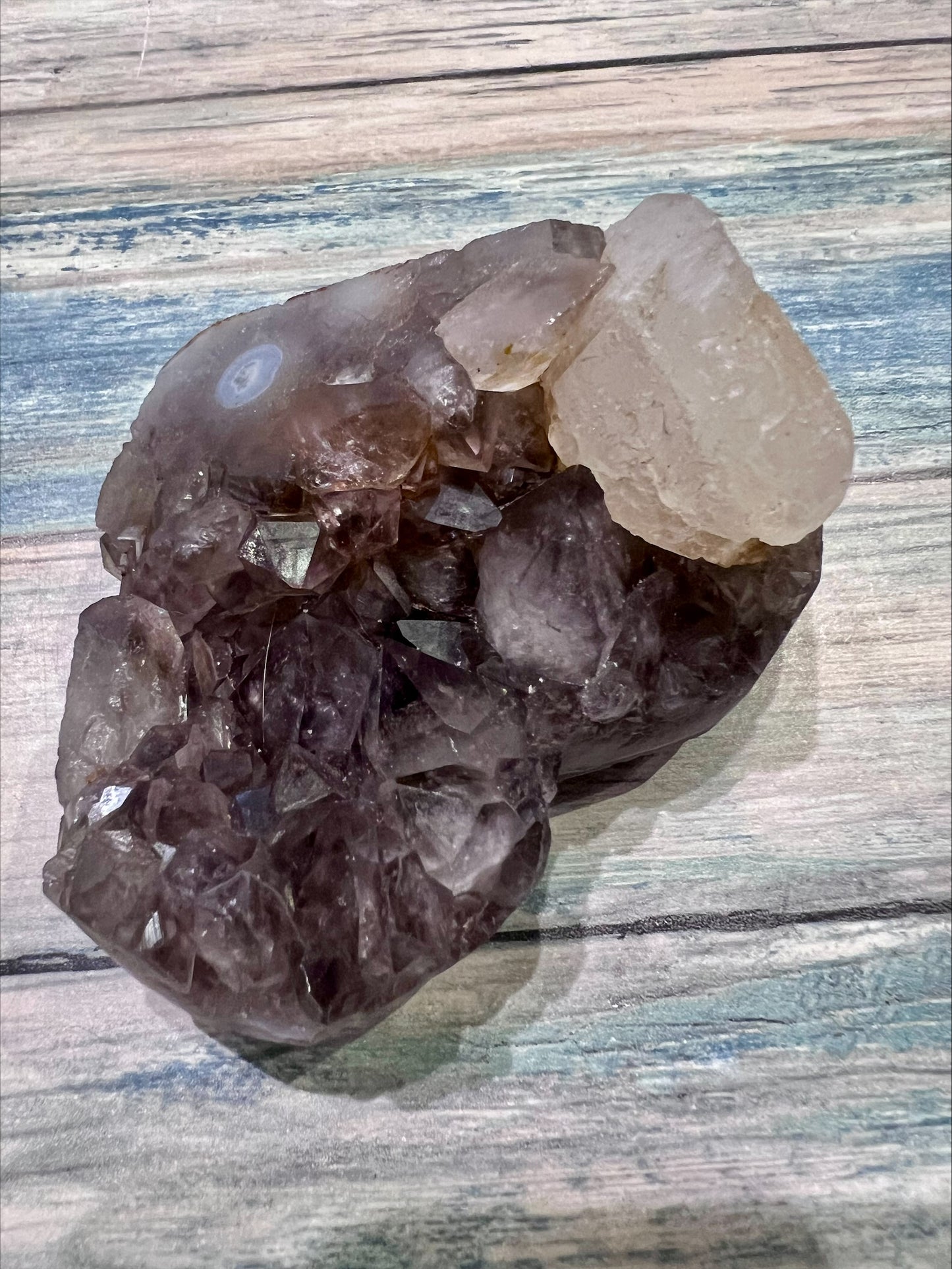 Amethyst,  Blue Lace Agate and Calcite Cluster