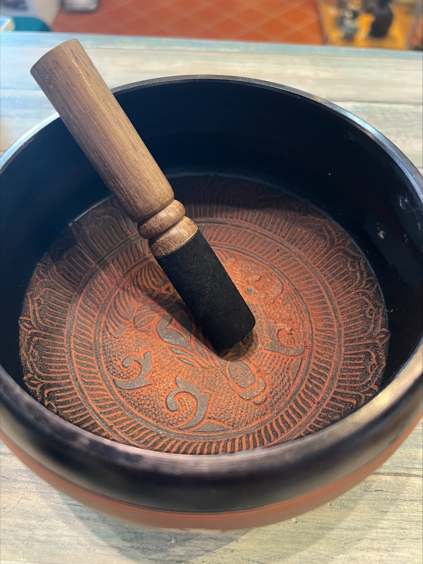 Earth Power Singing Bowl  Clay Om Buddha