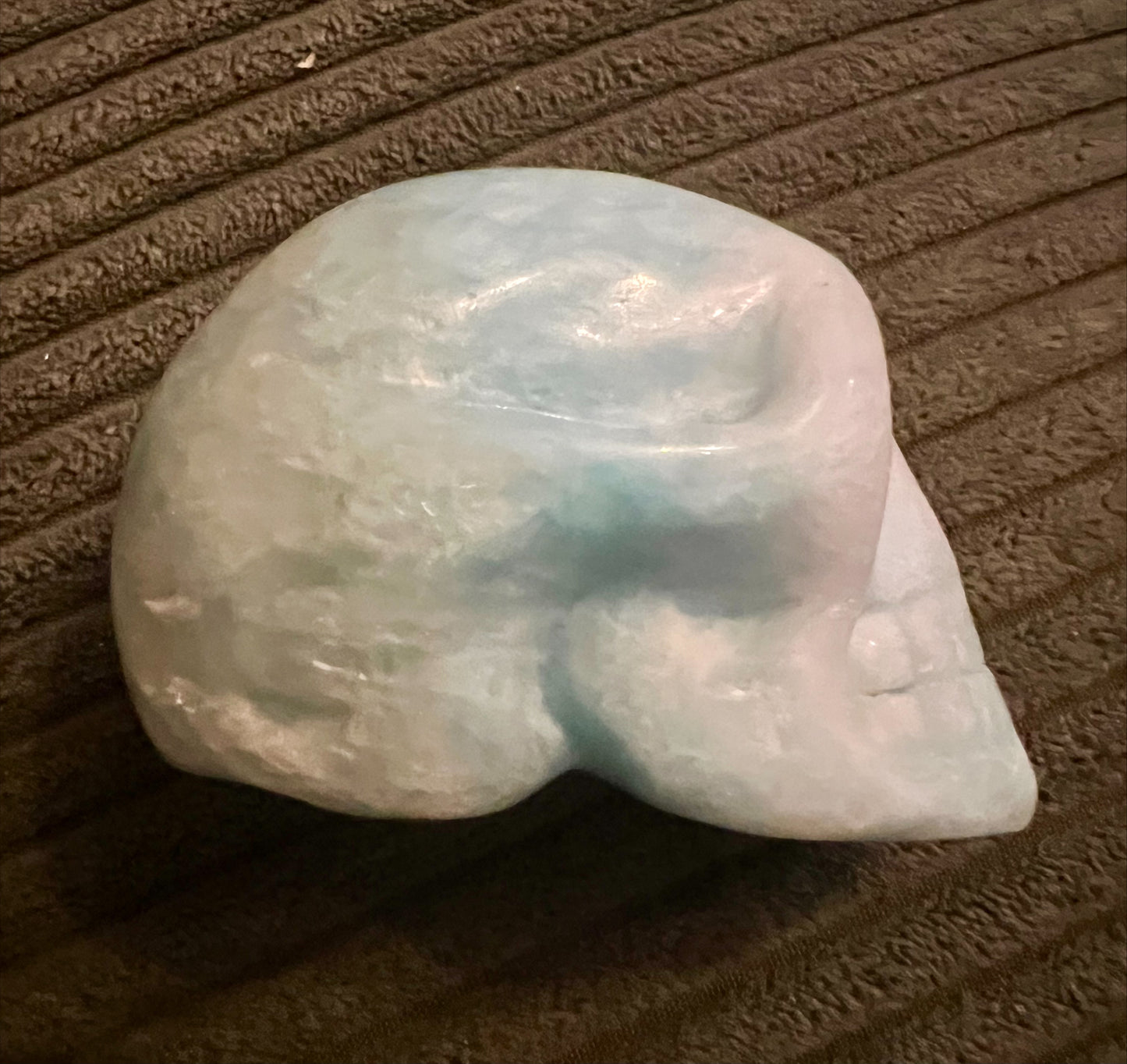 Blue Aragonite Crystal Skull