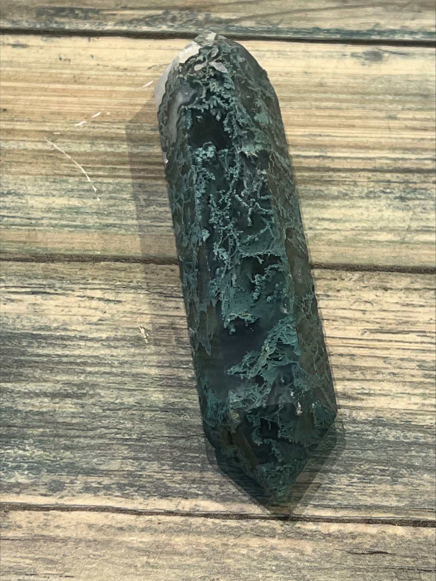 Double terminated wand - Moss Agate
