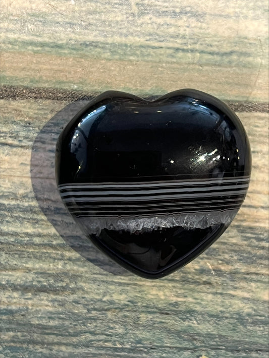 Heart - Black Striped Agate