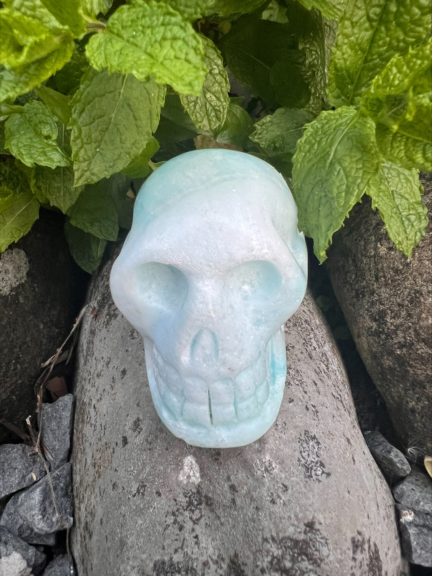 Blue Aragonite Crystal Skull
