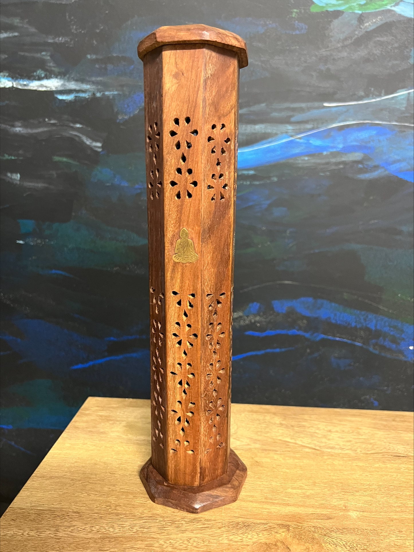 Ashcatcher Incense Tower Burner With Buddha Inlay