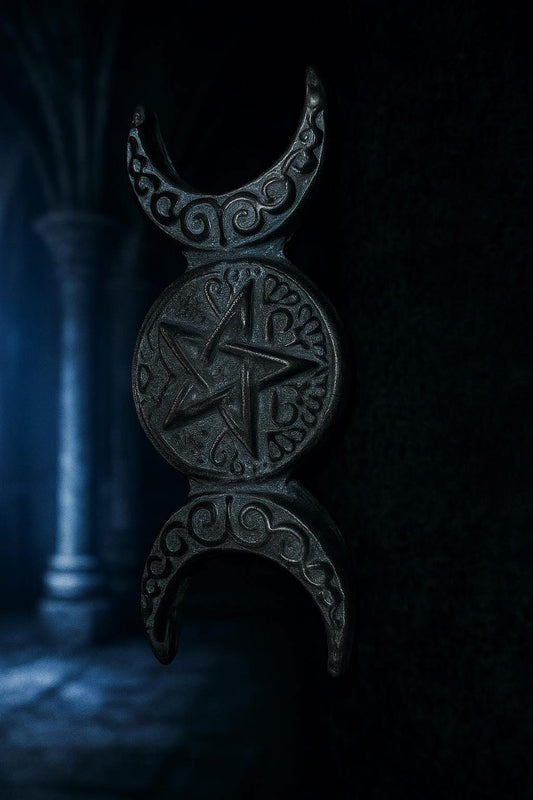 Silver Sheen Obsidian Triple Moon Pentagram