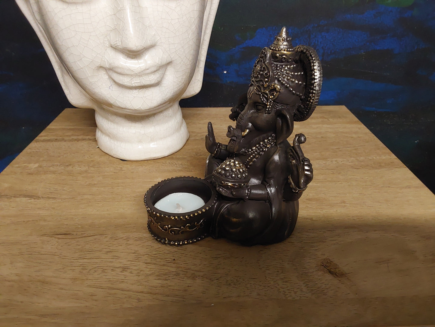 Black Ganesh Sitting T-Light Holder