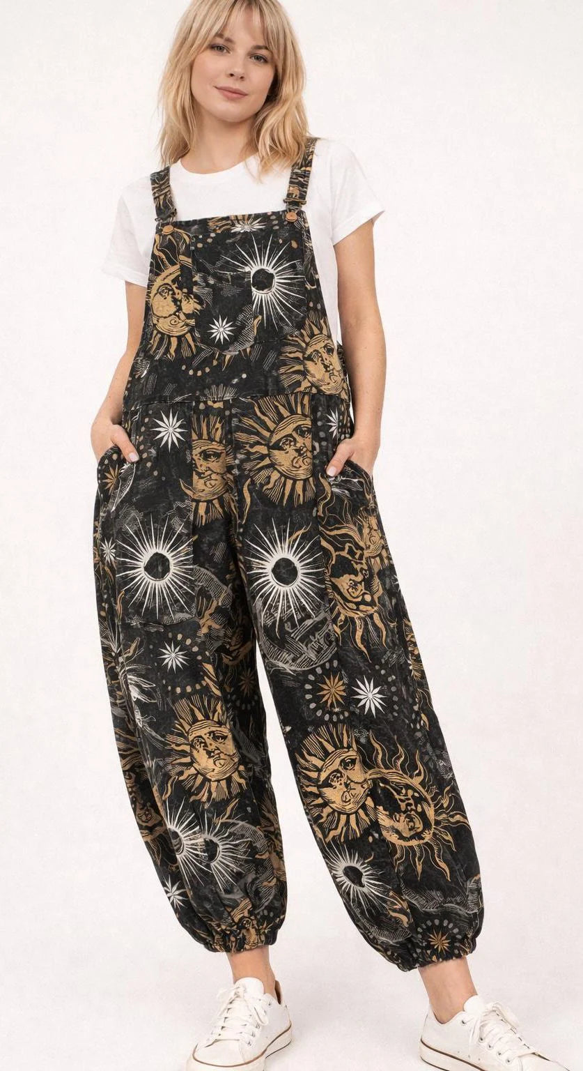 Sun/Moon Cotton Dungarees