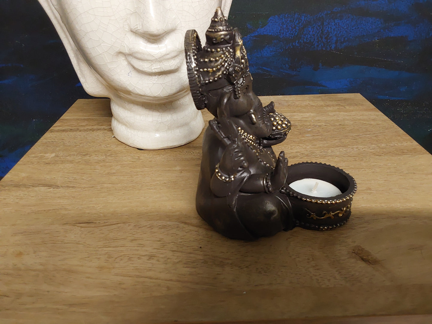 Black Ganesh Sitting T-Light Holder