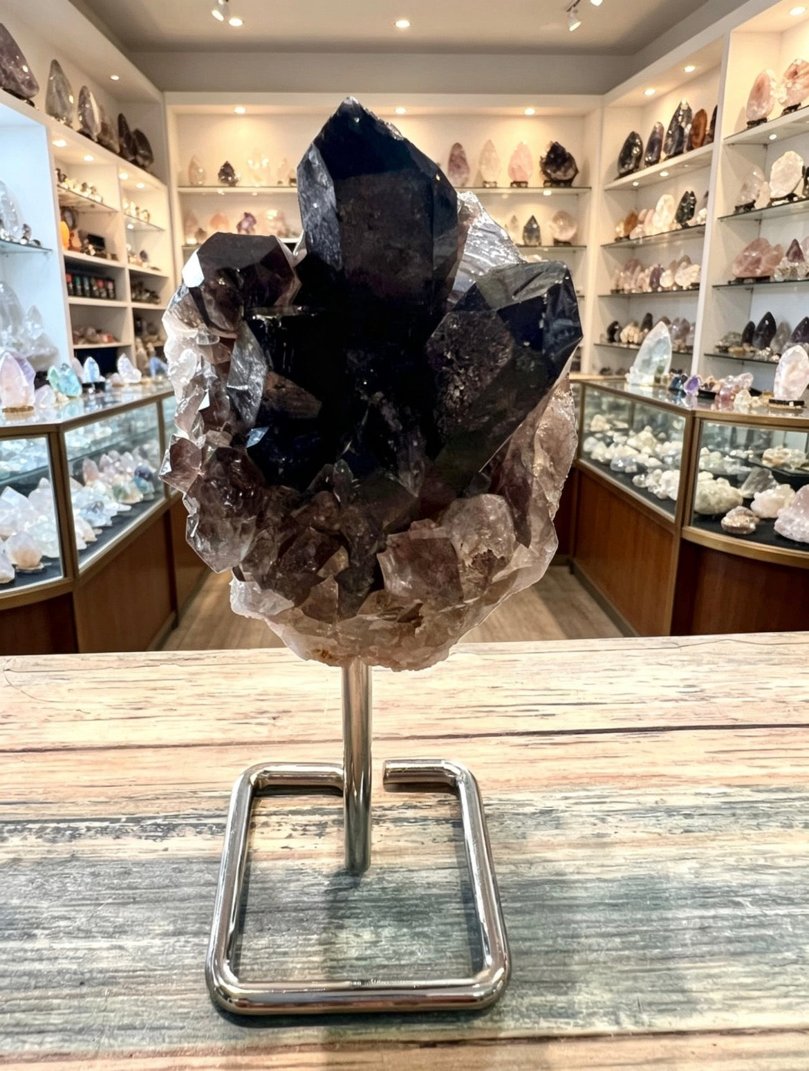 Smokey Quartz Cluster On Stand