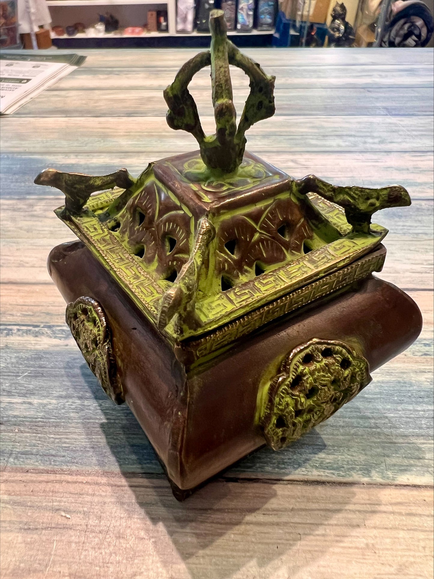 Brass Verdigris Tibetan Burner