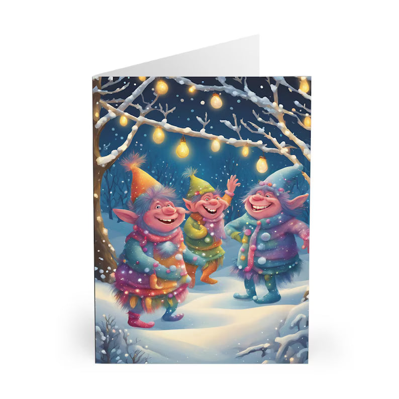 Christmas Greeting Card - Three Trolls Cheer