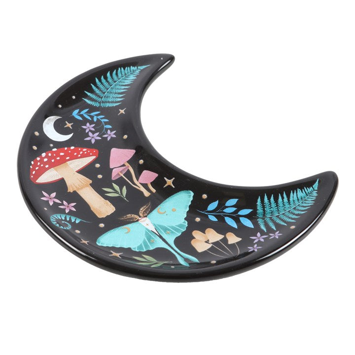 Crescent Dark Moon Forest Print Trinket Dish