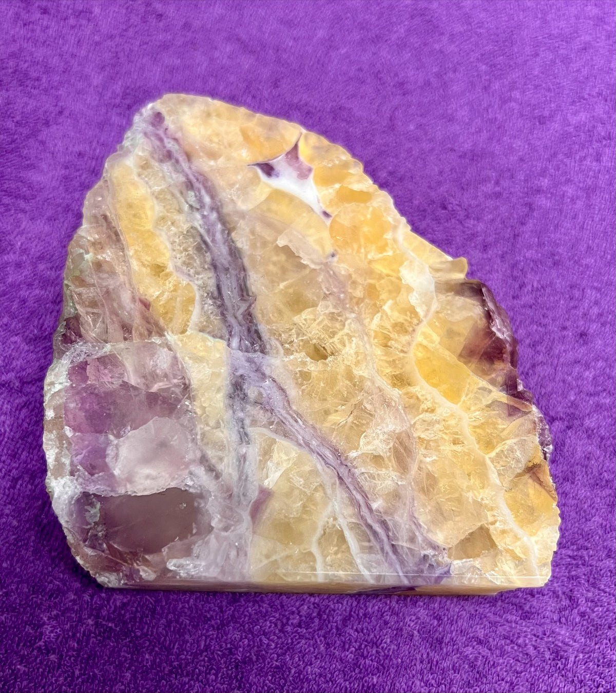 Yellow Fluotite Cut Base - Rough and Smooth