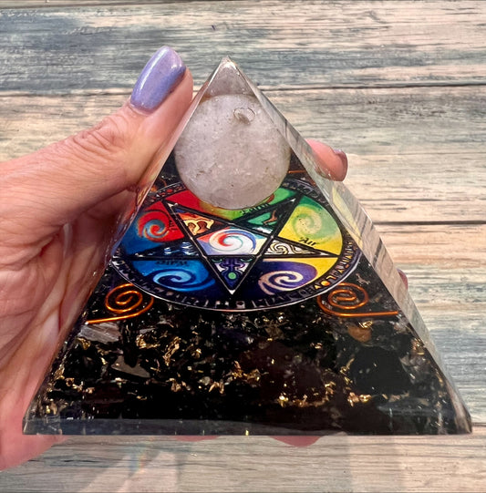 Orgonite Pyramid- Midnight Pentagon 70mm