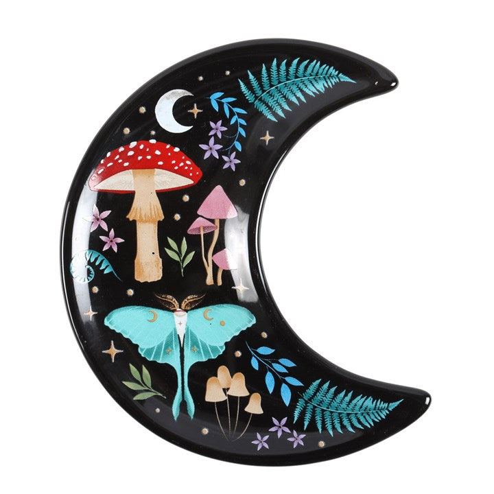 Crescent Dark Moon Forest Print Trinket Dish